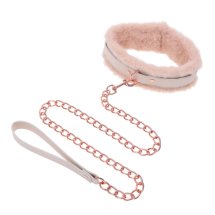 Sportsheets S&M Peaches ‘n CreaMe Fur Collar & Leash kremowy, regulowany kołnierz z futerkiem