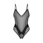 Obsessive Blomentis Body czarne XS/S siateczka, koronka, regulowane zapięcie