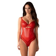 Obsessive Aliosa Body czerwony S/M z koronką, fiszbinami i regulacją