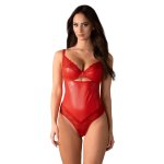Obsessive Aliosa Body czerwony S/M z koronką, fiszbinami i regulacją