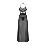 Obsessive Iliosa sukienka maxi czarna S/M z usztywnianym biustonoszem i stringami