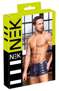 NEK Bokserki męskie matowe niebieskie 2XL, metaliczny look, ćwieki i kieszeń z zamkiem