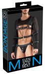Svenjoyment Bondage Zestaw Powernet XL - Top, Uprząż, Jockstrap, 4 Mankiety Czarny