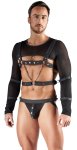 Svenjoyment Bondage Top z Długim Rękawem, Uprząż, Jock i 4 Mankiety Czarny 2XL