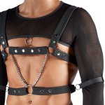 Svenjoyment Bondage Top z Długim Rękawem, Uprząż, Jock i 4 Mankiety Czarny 2XL