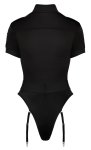 Cottelli Costumes body policyjne XL z paskami do pończoch, czarny, trzykierunkowy zamek