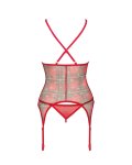 Obsessive Jollymore Komplet Bielizny XL/2XL – koszulka do pończoch i stringi, czerwony