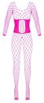 Cottelli Collection Fantasy Gorsetowe Bodystocking Różowe, bezszwowe z dżetami