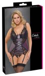 Cottelli Curves 2XL koszulka matowa z szelkami, stringi fioletowe, odpinane miseczki, regulacja