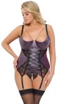 Cottelli Curves 2XL koszulka matowa z szelkami, stringi fioletowe, odpinane miseczki, regulacja