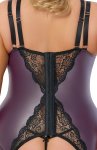 Cottelli Curves 2XL koszulka matowa z szelkami, stringi fioletowe, odpinane miseczki, regulacja