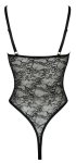 Cottelli Lingerie body koronkowe strappy czarne M, regulowane paski, otwarta dolna część