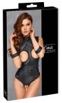Cottelli Bondage body matowe bez krocza i biustu czarny M, koronka, mankiety, zamek