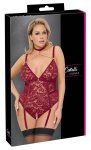 Cottelli CURVES Body Plus Size XL Czerwone Koronkowe z Odpinanymi Łańcuszkami i Bez Krocza