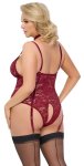 Cottelli CURVES Body Plus Size XL Czerwone Koronkowe z Odpinanymi Łańcuszkami i Bez Krocza