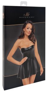 Noir Libido XL czarna matowa mini sukienka z regulowanymi ramiączkami i koronką