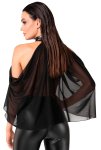 Noir Top Orgia Czarny Tiulowy Zwiewny Asymetryczny S, halterneck, zatrzaski