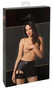 Noir Orgia Mini Spódnica Czarna L z Koronką, Szelkami i Bocznym Wycięciem