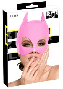 Black Level Mask Winylowa Koci Styl Różowa S-L Anatomiczna z Uszami