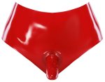 LateX Majtki Lateksowe Czerwone M z Zewnętrznym Elementem 15 cm
