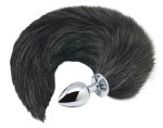 Alive Black & White Fox Tail S anatomiczny korek metalowy z czarno-białym ogonem 37 cm