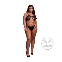 Obsessive Keyhole Mesh Bra Plus Size Czarny – Model z Podwójnymi Ramiączkami XL–4XL