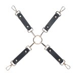 Ouch! Milan Collection Hogtie Connectors czarno-czerwony – system łączący, bonded leather, iryzujące okucia