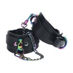 Ouch! Venice Collection kajdanki skorzane czarne – iridescent design, regulowane, solidne zapięcia