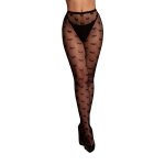 Leg Avenue Heart Patterned Tights Black rajstopy czarne z motywem serduszek, uniwersalne