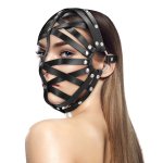 Ouch! Cage Mask Black - regulowana maska z ekoskory PU, unisex, oddychająca konstrukcja