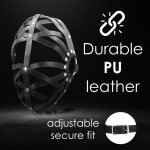 Ouch! Cage Mask Black - regulowana maska z ekoskory PU, unisex, oddychająca konstrukcja