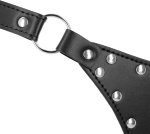 OUCH! Xtreme model PU Leather czarny pas intymny z łańcuszkiem i regulacją, stal nierdzewna