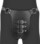 OUCH! Xtreme pas intymny PU Leather czarny z trzema paskami, regulowany system bezpieczeństwa