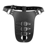 OUCH! Xtreme pas intymny PU Leather czarny z trzema paskami, regulowany system bezpieczeństwa
