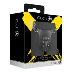OUCH! Xtreme pas intymny PU Leather czarny z trzema paskami, regulowany system bezpieczeństwa