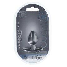 OUCH! Smooth Silicone Plug Small 2.6cm Gunmetal, kompaktowy model, gładka powierzchnia