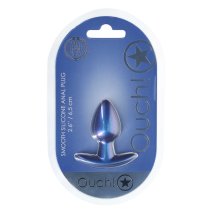 Ouch! Smooth Silicone Plug Small 6,5 cm metaliczny niebieski, silikon medyczny, ergonomiczny