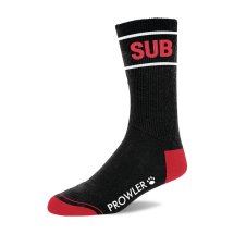 Prowler RED Sub Socks czarne skarpety z czerwonymi akcentami, napis i logo łapy, unisex
