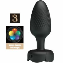 Pretty Love Osborn anatomiczna wtyczka LED, silikonowa, czarna 9,8 cm, 10 trybów, magnetyczne ładowanie