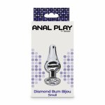TOYJOY Diamond Bum Bijou Small – aluminiowy model anatomiczny z kryształem srebrnym, 9,2 cm