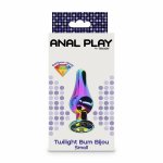 ToyJoy Twilight Bum Bijou Mały – aluminiowy plug anatomiczny z wielobarwnym kryształem, 9,2 cm