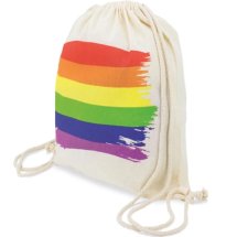 Pride bawełniany plecak z motywem tęczy LGBT, lekki worek sznurkowy 34x43cm