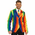 Leg Avenue Marynarka Rainbow S + Krawat – tęczowy zestaw imprezowy, poliester