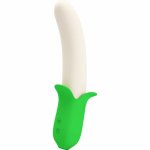 PRETTY LOVE Banana Knight – silikonowy model, 7 trybów wibracji, jasnozielony, ładowany USB
