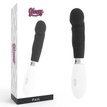 Glossy Paul Czarny – silikonowy model wibrujący, 10 trybów, wodoodporny, 12 cm