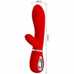 Pretty Love Thomas – wielofunkcyjny model silikonowy, czerwony, 7 trybów, magnetyczne USB