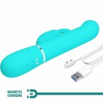 Pretty Love Coale Aqua Zielony – model kroliczek z rotującymi perełkami, 7+4 tryby, USB