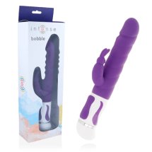Intense Bobble Liliowy - Wibrator silikonowy z rotacją i stymulatorem zewnętrznym, 27 cm, 12 trybów