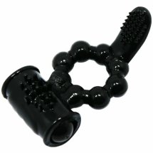 Baile Sweet Ring czarny silikonowy pierścień intymny z podwójnym stymulatorem, ABS, LRR41