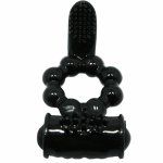 Baile Sweet Ring czarny silikonowy pierścień intymny z podwójnym stymulatorem, ABS, LRR41